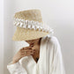 Geflochtener Sommerhut mit Falten und Streifen – BreezyStripes