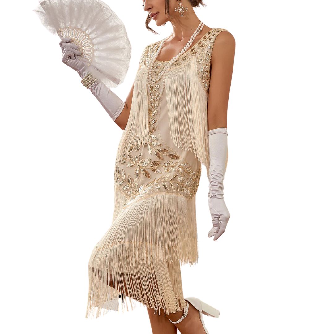 Pailletten- und Fransenkleid für Sommer 2025 von Camilla Gatsby