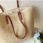 Geflochtene Korbtasche mit Lederhenkeln – SummerBreeze Tote