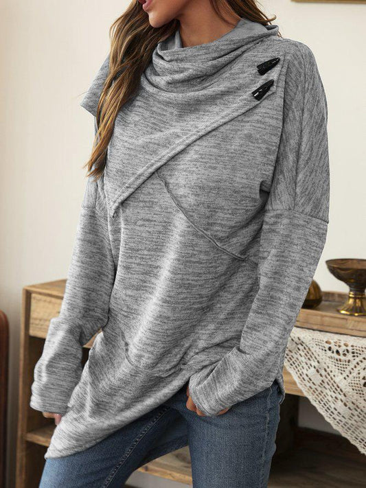 Asymmetrisches Sommer-Shirt mit Wasserfallkragen - Liora