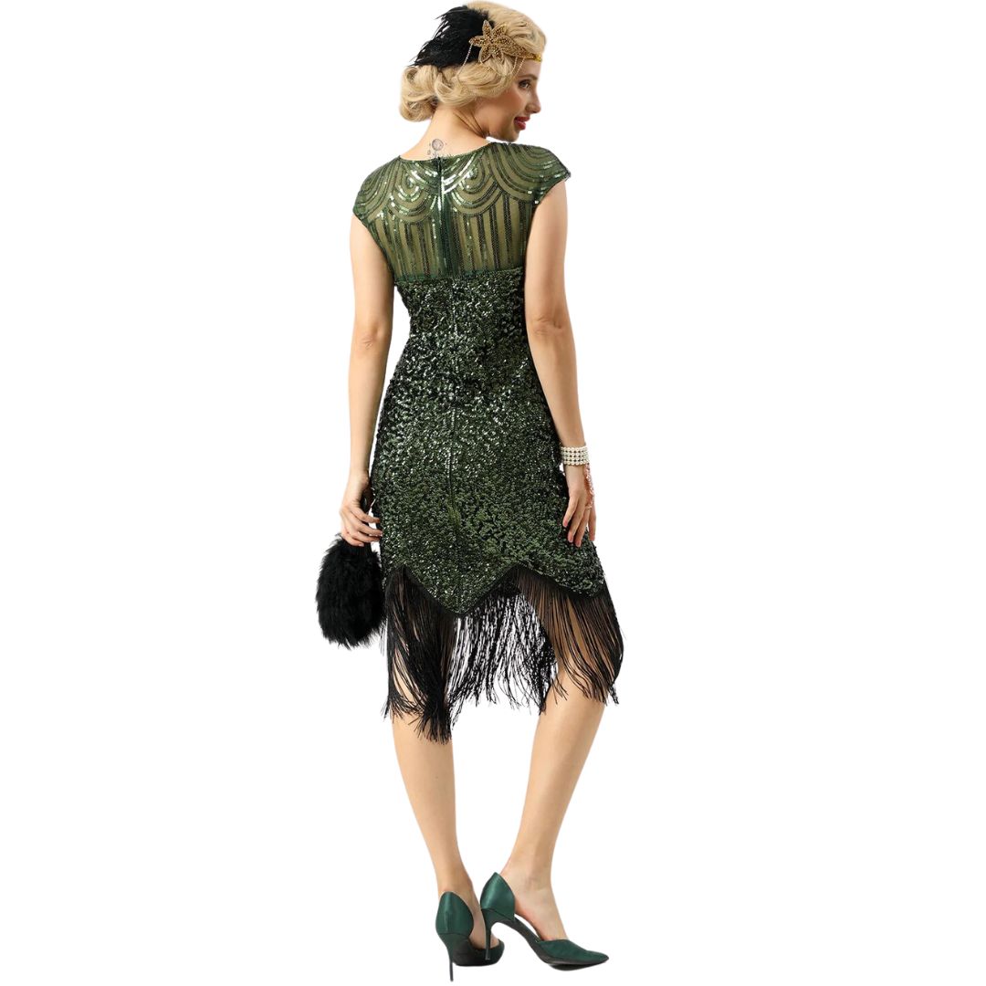 Kleid Luisa 2025 Frühling Pailletten und Fransen im 1920er Jahre Stil