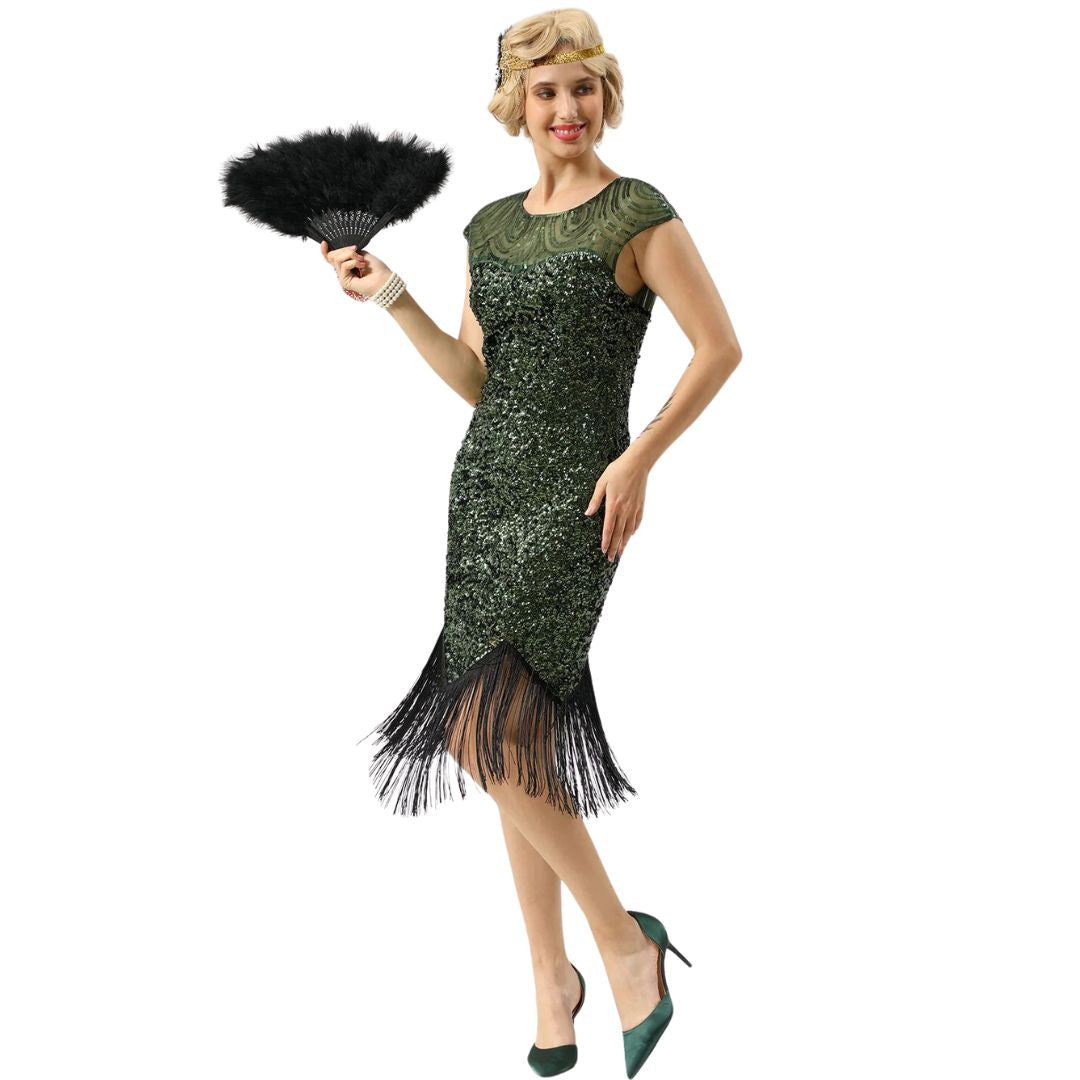 Kleid Luisa 2025 Frühling Pailletten und Fransen im 1920er Jahre Stil