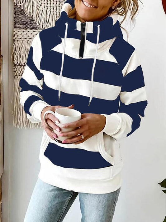 WW | Gestreifter Hoodie mit Reißverschluss und Kordelzug