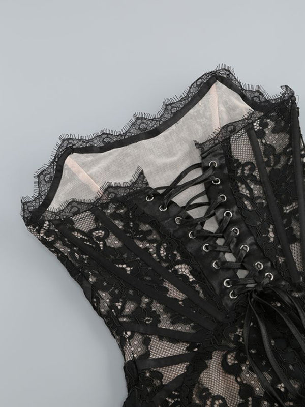 Trägerloses Korsett Spitzenkleid Für Damen | Mini