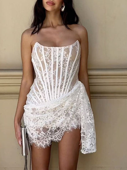 Artemisa - Elegantes Spitzenkorsett Minikleid für Damen - Festliches Kleid für Hochzeitsgast und besondere Anlässe
