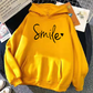 WW | gemütlicher Smile Print Hoodie mit Kordelzug für Frauen