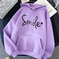 WW | gemütlicher Smile Print Hoodie mit Kordelzug für Frauen