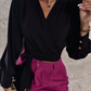 Stilvolle Frühlings-V-Ausschnitt-Bluse mit Puffärmeln - Mireille