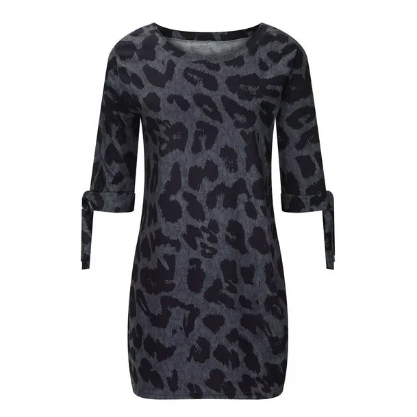 Damenkleid Mit Leopardenmuster Und 3/4 Ärmeln | Mini
