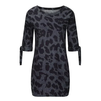 Damenkleid Mit Leopardenmuster Und 3/4 Ärmeln | Mini