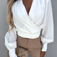 Stilvolle Frühlings-V-Ausschnitt-Bluse mit Puffärmeln - Mireille