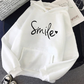 WW | gemütlicher Smile Print Hoodie mit Kordelzug für Frauen