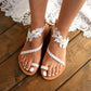 Boho-Sommersandalen mit Spitze und Blumenakzenten – Lorelai