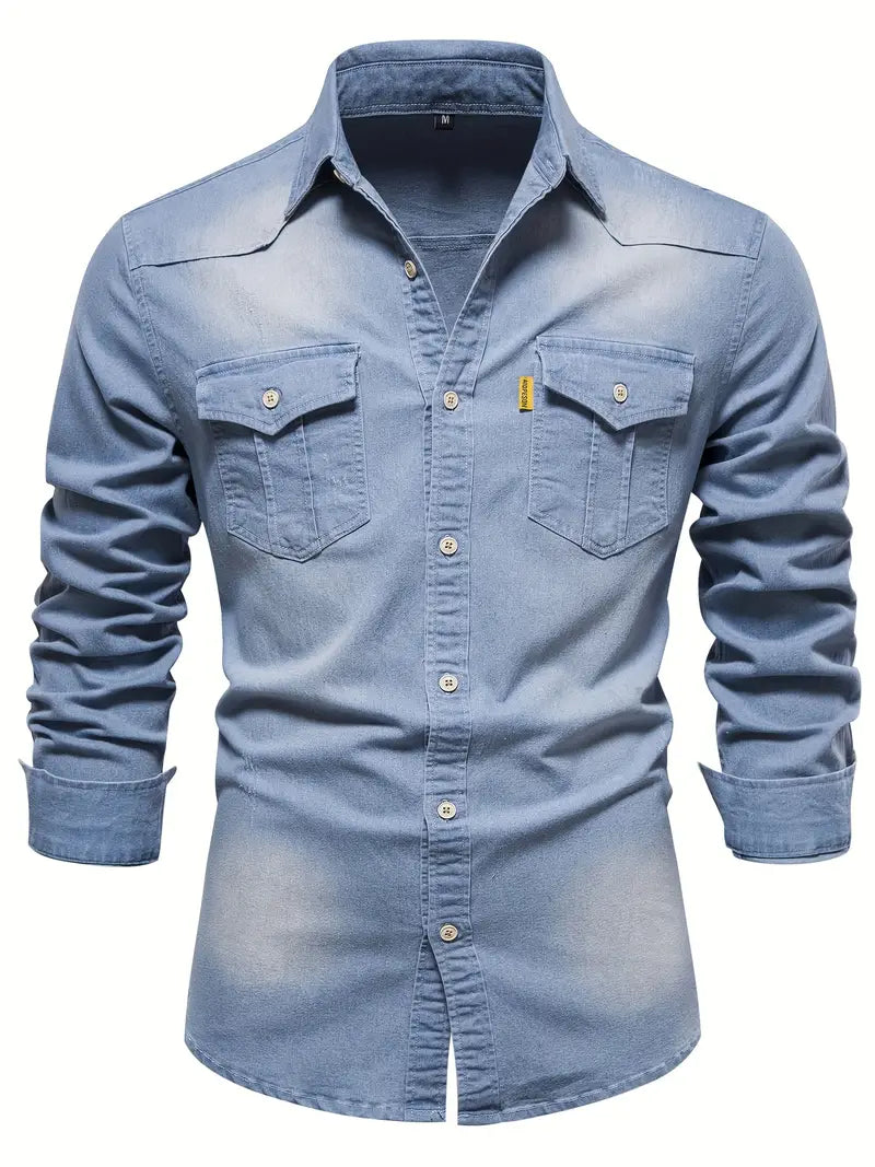 Elastisches Baumwoll-Denim-Hemd für Frühling 2025 - Logan