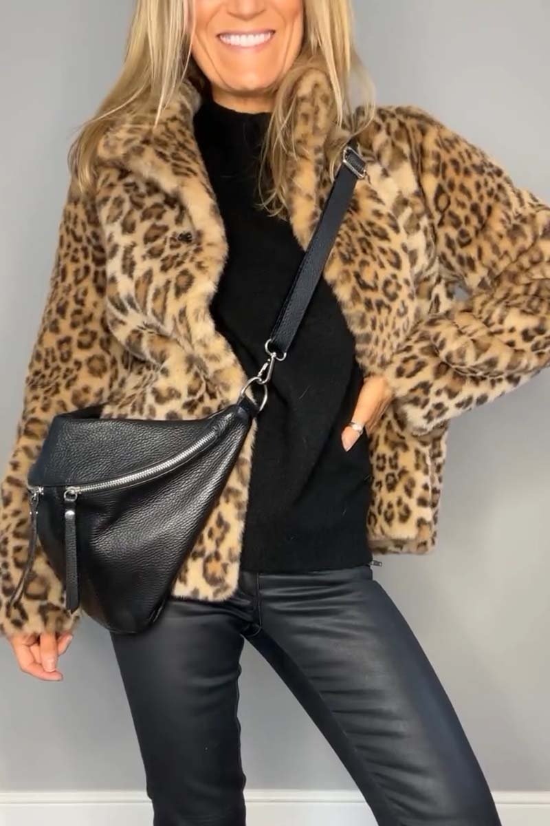 Valentina - Klassischer Damen Wintermantel Mit Leopardenmuster