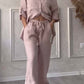 Trendiges Damen Leinen-Zweiteiler Set mit Bluse & weiter Hose – Lina