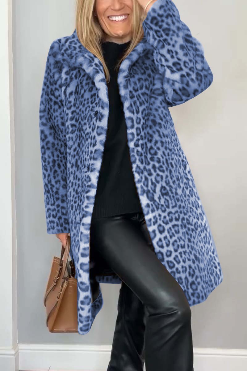 Valentina - Klassischer Damen Wintermantel Mit Leopardenmuster