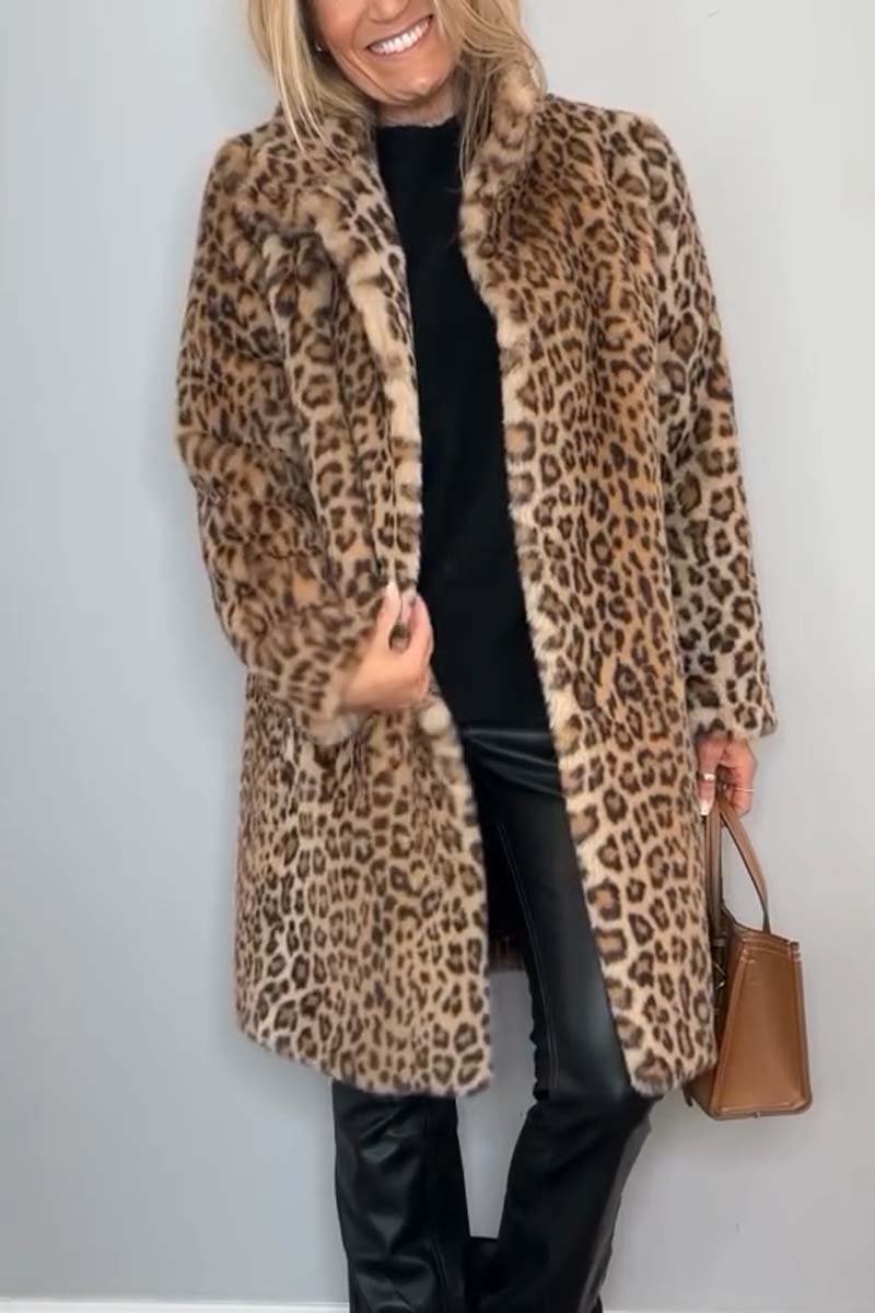Valentina - Klassischer Damen Wintermantel Mit Leopardenmuster