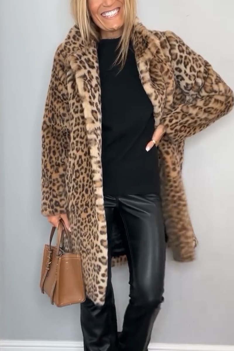 Valentina - Klassischer Damen Wintermantel Mit Leopardenmuster
