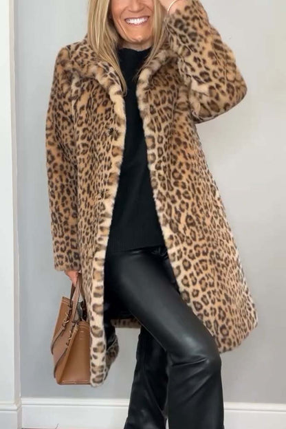 Valentina - Klassischer Damen Wintermantel Mit Leopardenmuster