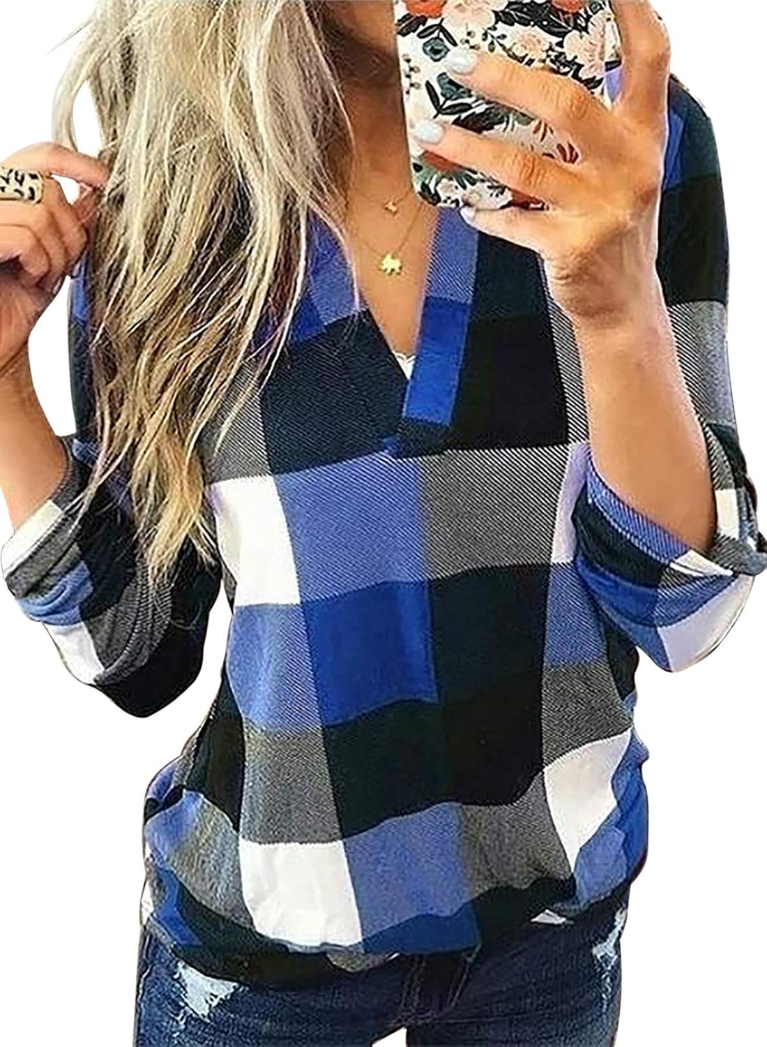 Stilvolle Frühlings-Casual-Karierte Damenbluse - Lara