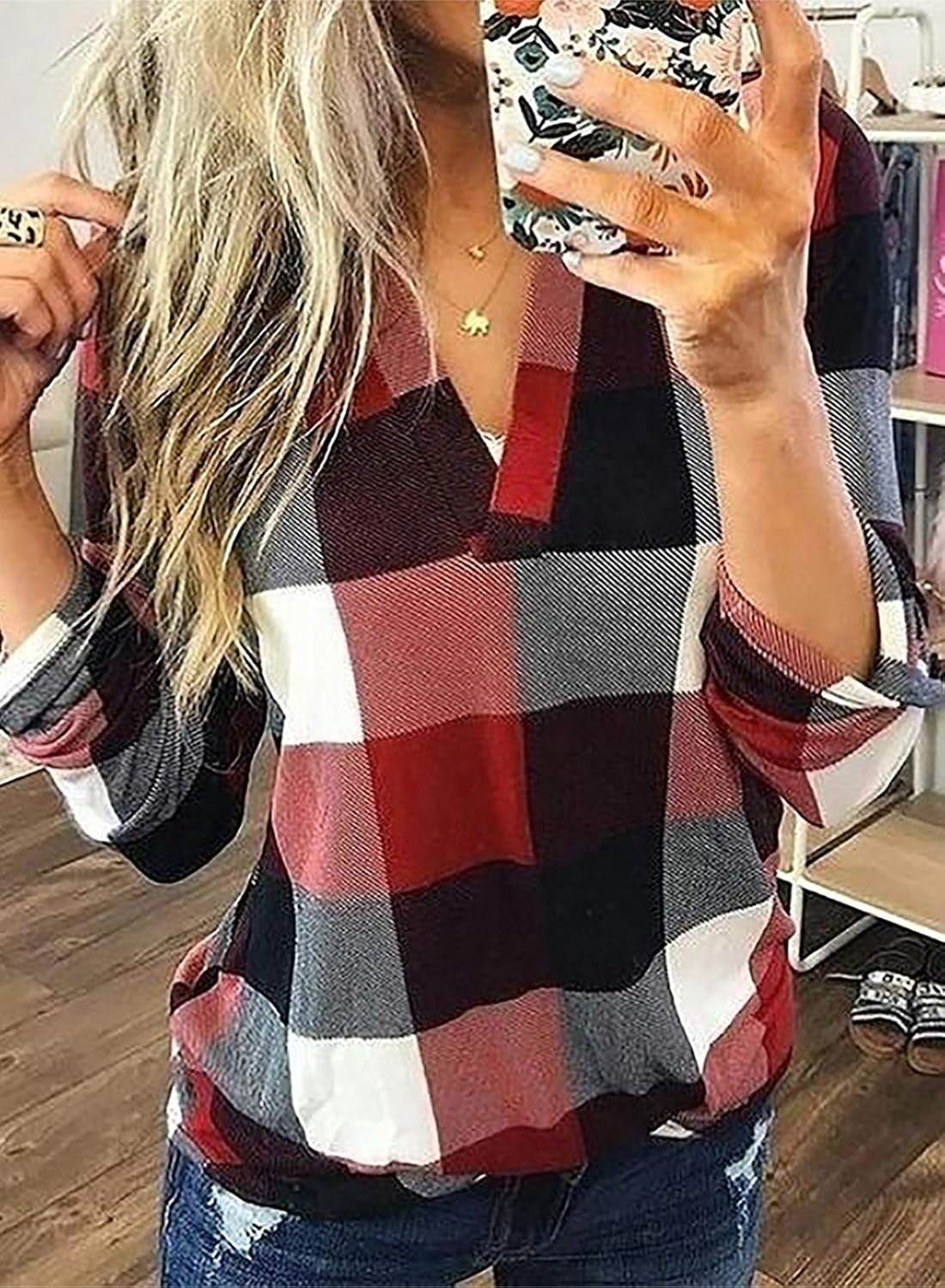 Stilvolle Frühlings-Casual-Karierte Damenbluse - Lara
