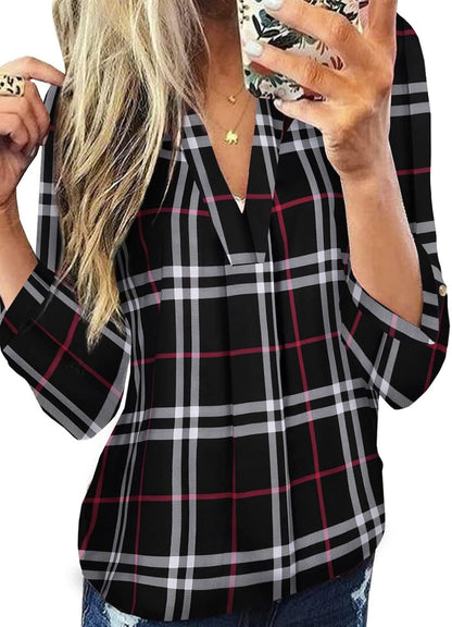 Stilvolle Frühlings-Casual-Karierte Damenbluse - Lara