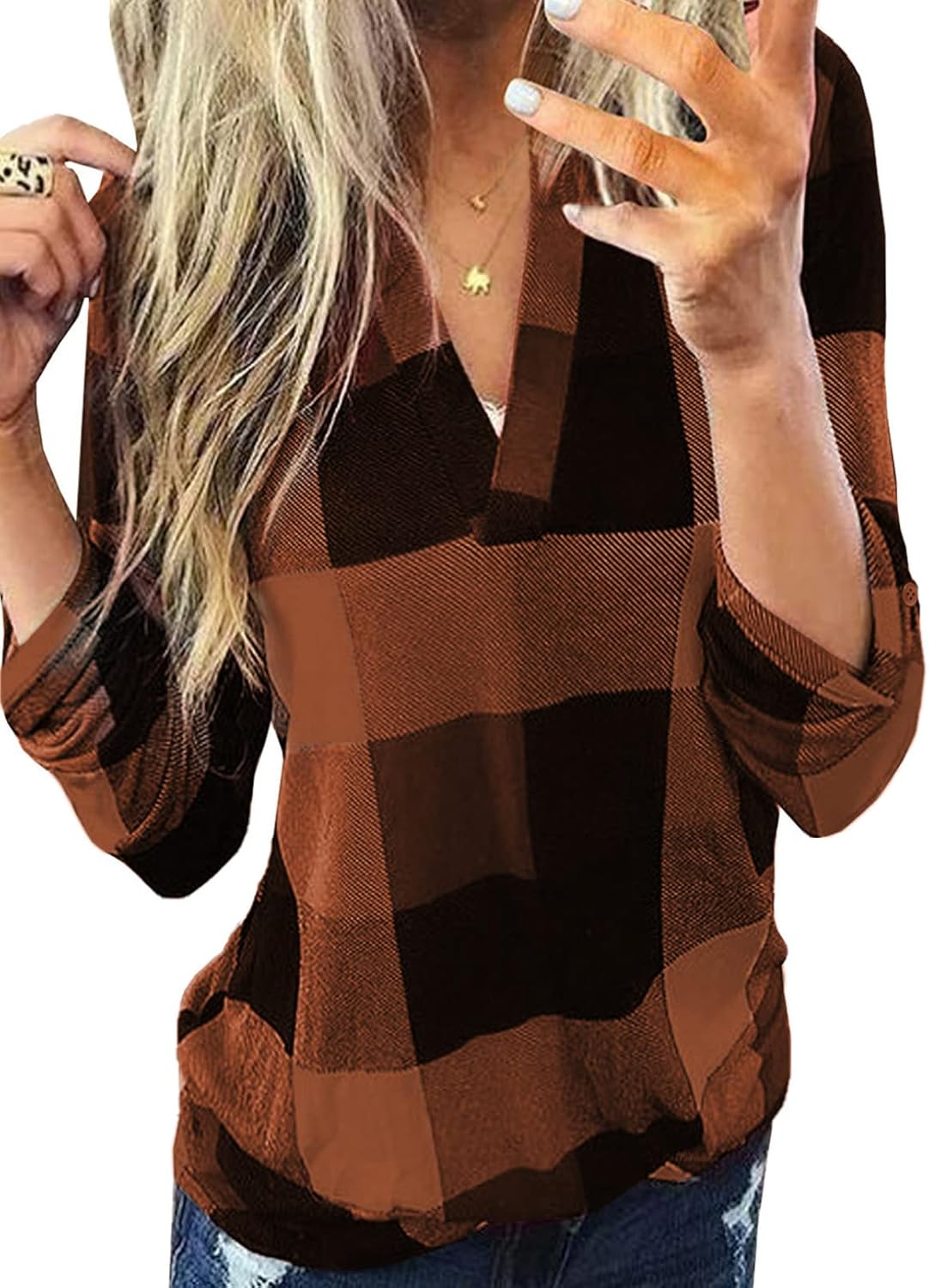 Stilvolle Frühlings-Casual-Karierte Damenbluse - Lara