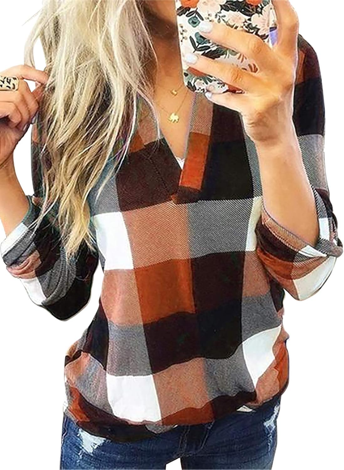 Stilvolle Frühlings-Casual-Karierte Damenbluse - Lara