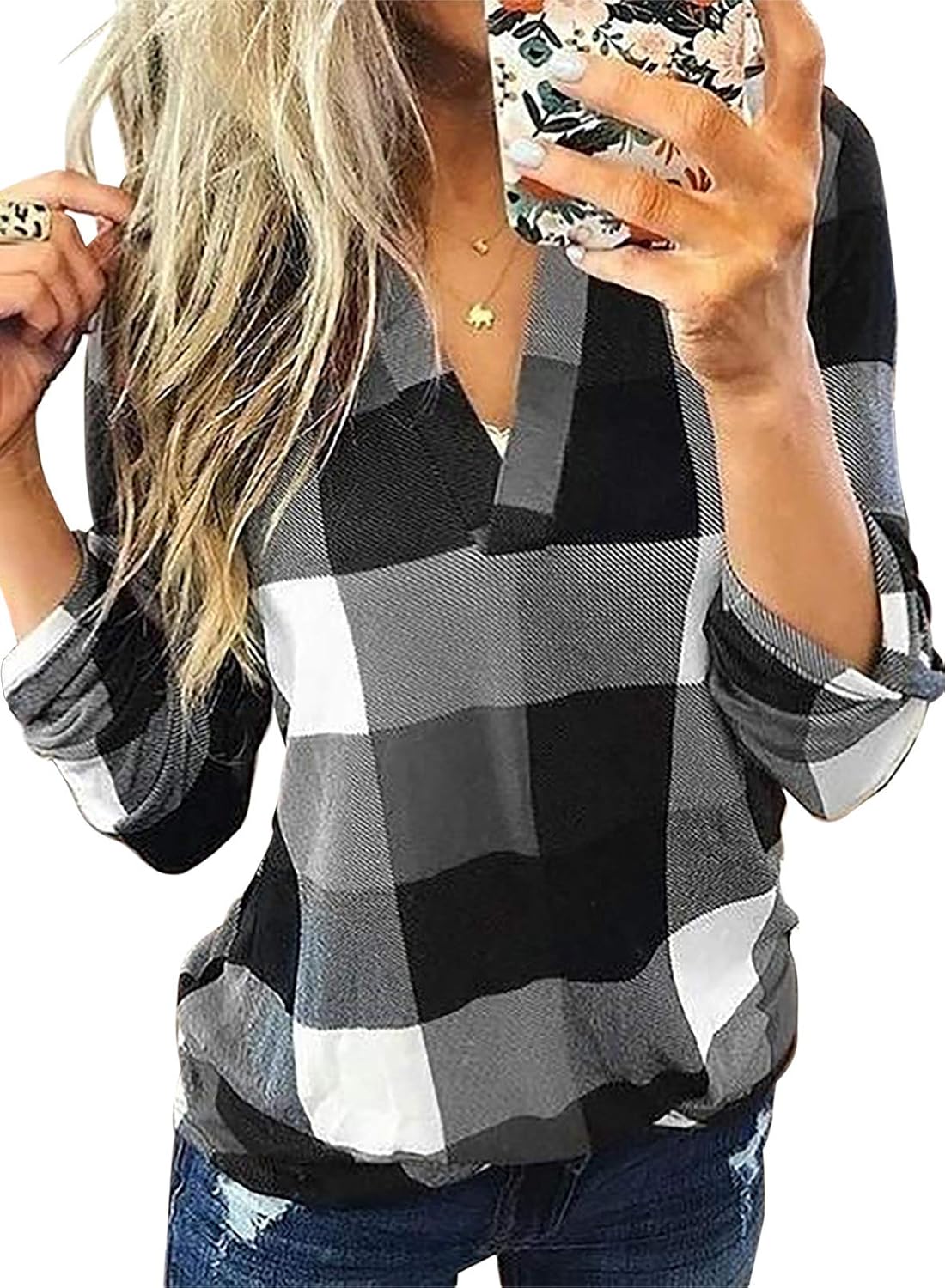 Stilvolle Frühlings-Casual-Karierte Damenbluse - Lara