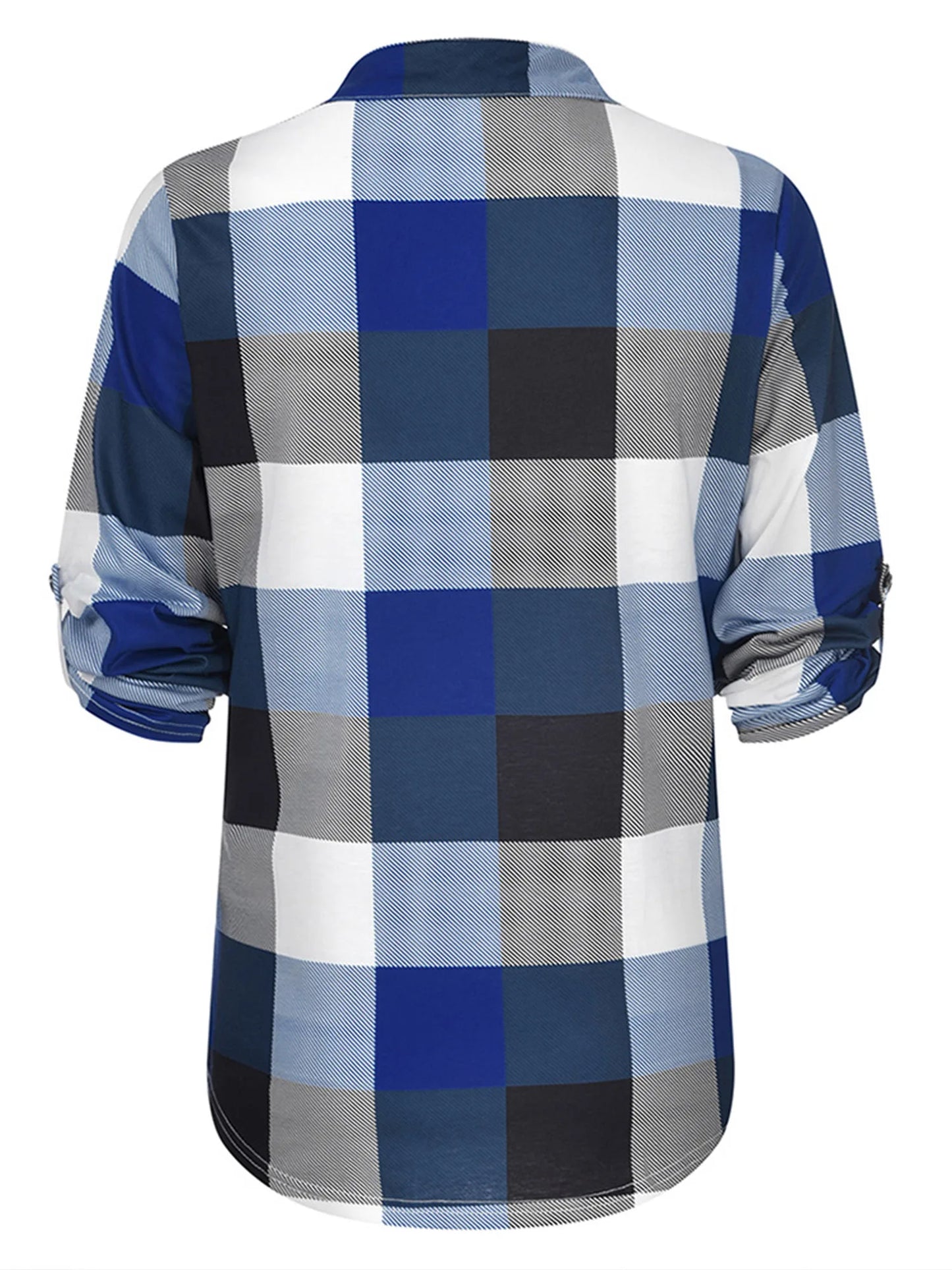 Karierte Frühlingsbluse mit V-Ausschnitt in Übergröße