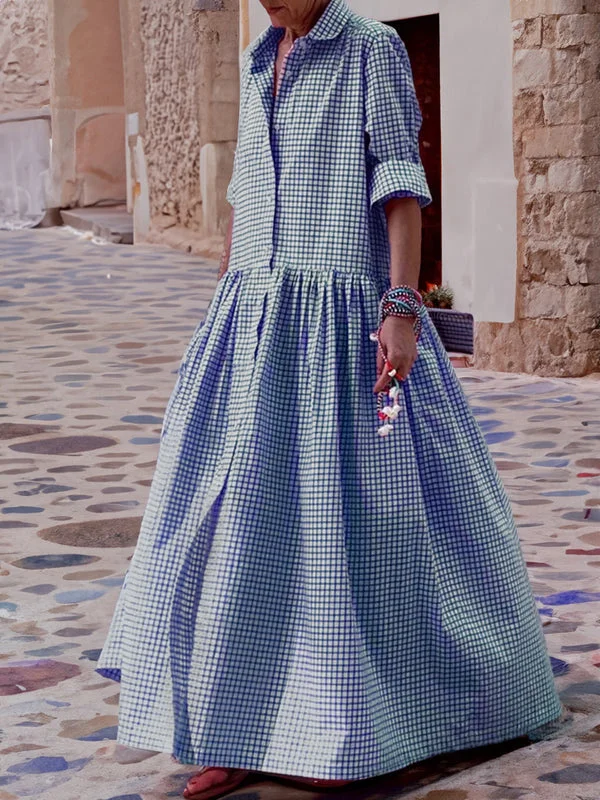 Swingkleid mit langen Ärmeln und kariertem Muster - Sofie, Frühling 2025 Edition