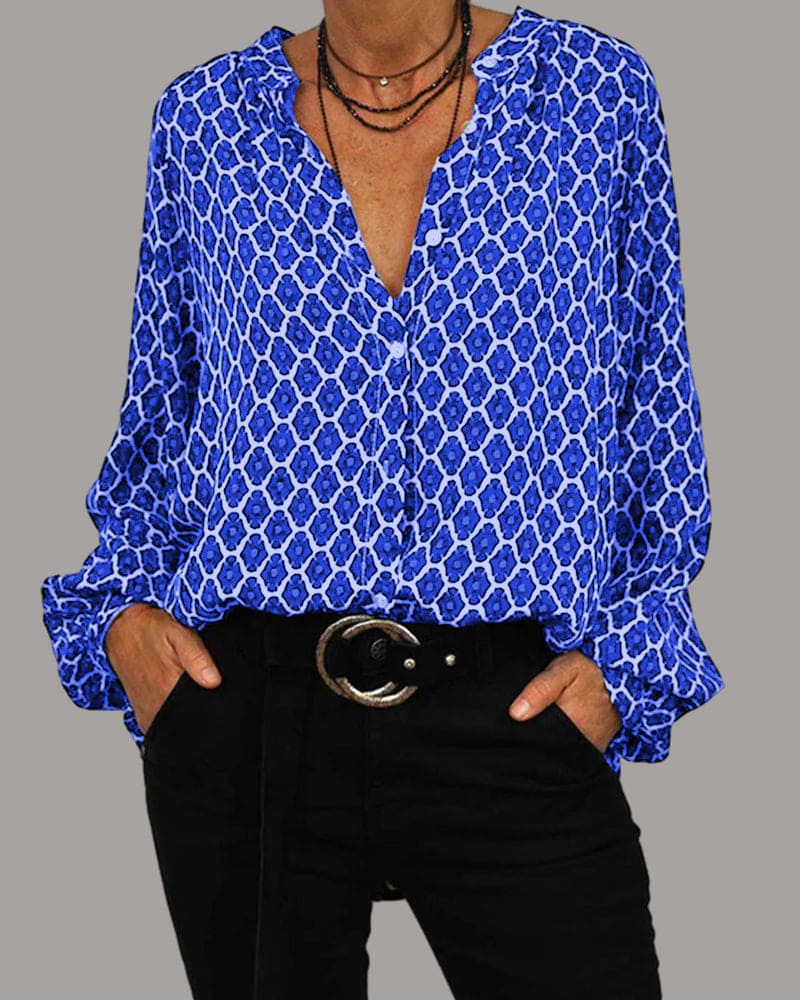 Berta | Damen Bluse mit V-Ausschnitt