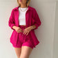 Elowen | Radiant Sommer Langarm-Shirt und Shorts Set