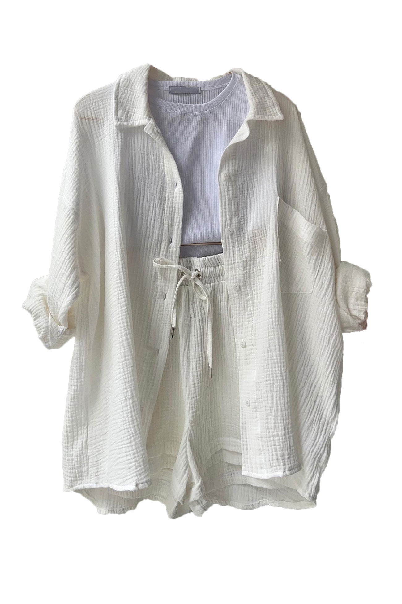 Elowen | Radiant Sommer Langarm-Shirt und Shorts Set