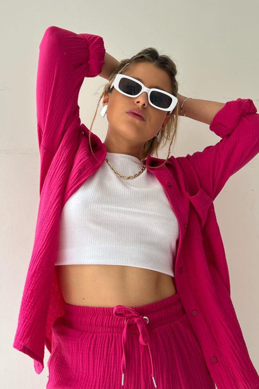 Elowen | Radiant Sommer Langarm-Shirt und Shorts Set