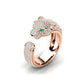 Verstellbarer Ring in 18K Silber und Roségold mit Grünen Zirkonia-Augen – Jaguar Ring