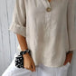 Damen Minimalistisch Button Down Hemd | Weiß und Beige