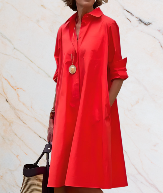 Übergroßes Frühlingskleid mit langen Ärmeln und Seitentaschen