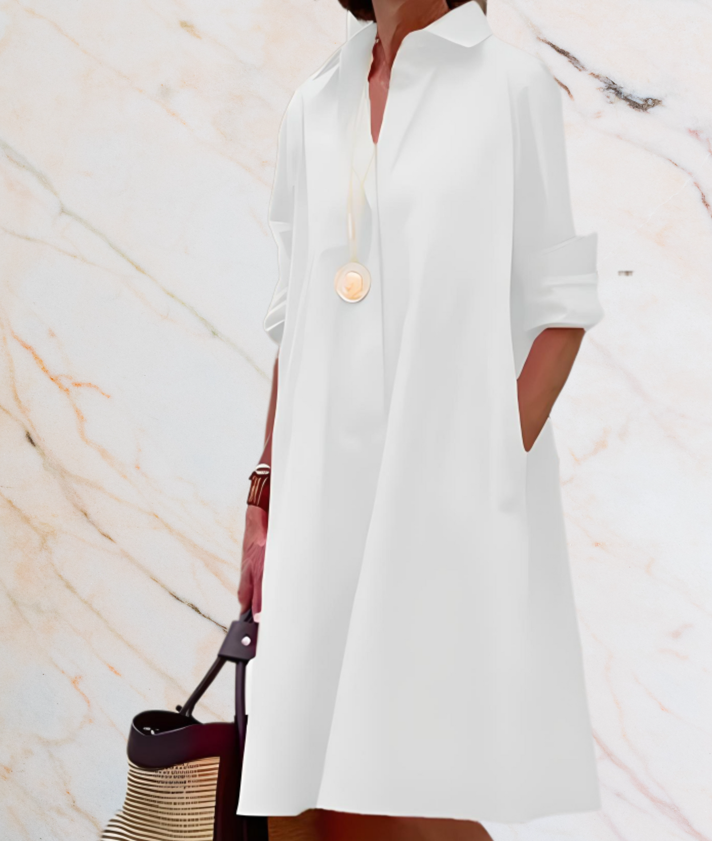 Übergroßes Frühlingskleid mit langen Ärmeln und Seitentaschen