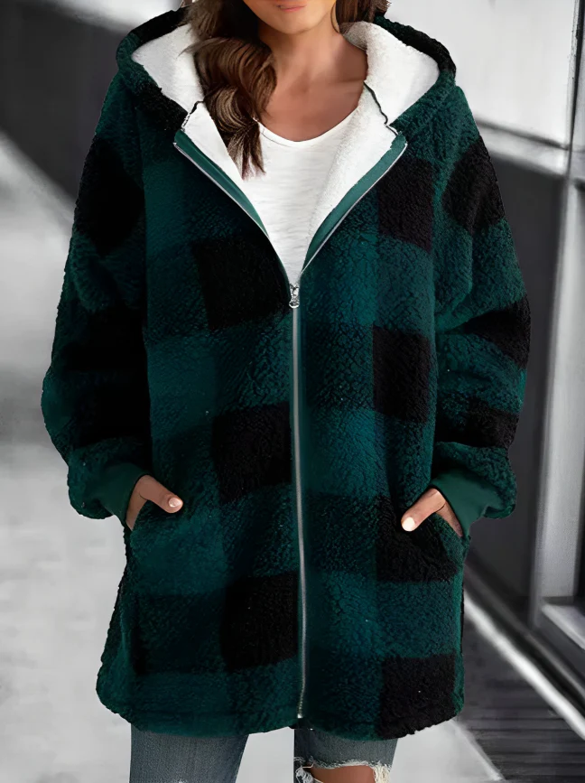 WW | Karo-Hoodie-Jacke Für Frauen