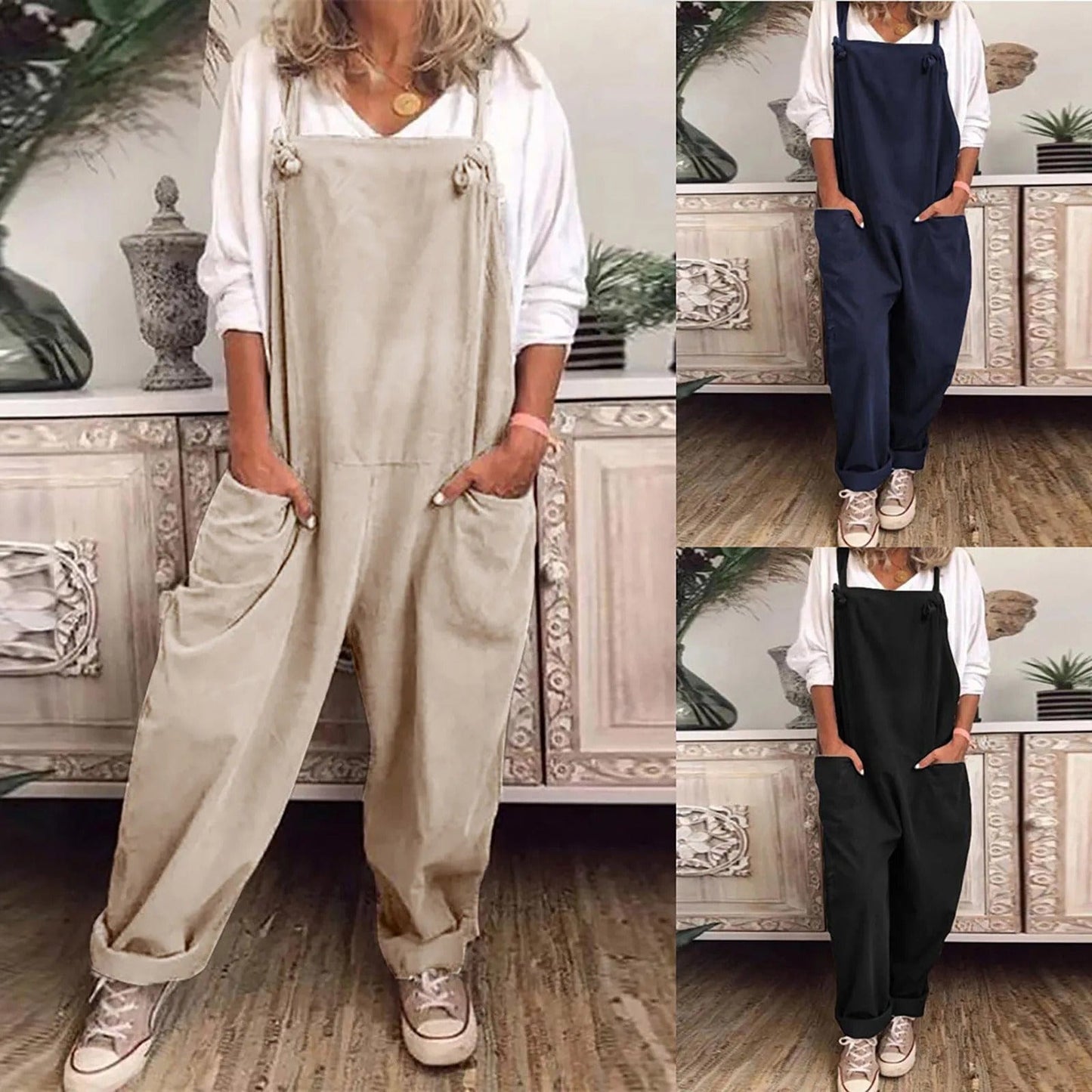 Yseult - Overall Jumpsuit aus locker gebundener Baumwolle und Leinen