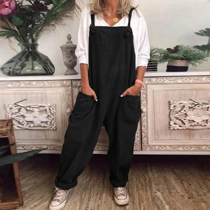 Yseult - Overall Jumpsuit aus locker gebundener Baumwolle und Leinen