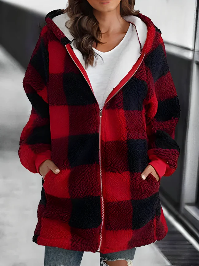 WW | Karo-Hoodie-Jacke Für Frauen