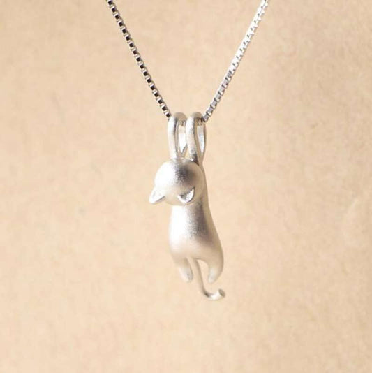 Katze Kette | 925 Silber Halskette mit Katzenanhänger