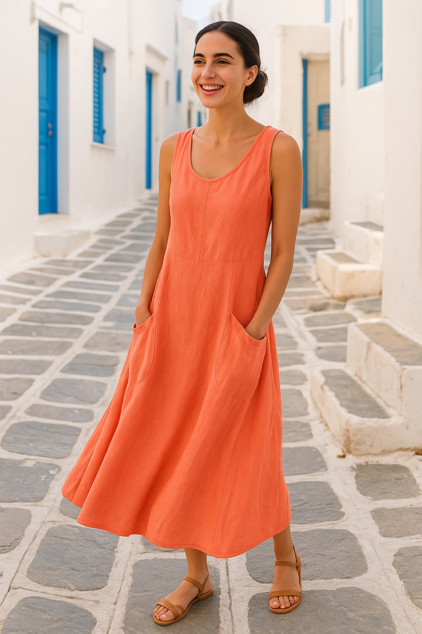 SOREYA – Die ärmellose sommerrobe mit maxitaschen maxikomfort