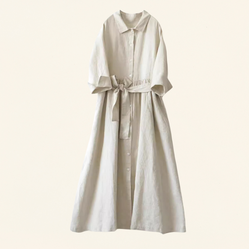 Elegantes Leinenkleid für Damen im Hemdblusen-Stil - Auron