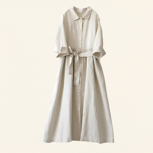 Elegantes Leinenkleid für Damen im Hemdblusen-Stil - Auron