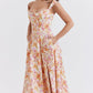 Amalie | Damen Geblümtes Midi-Sommerkleid