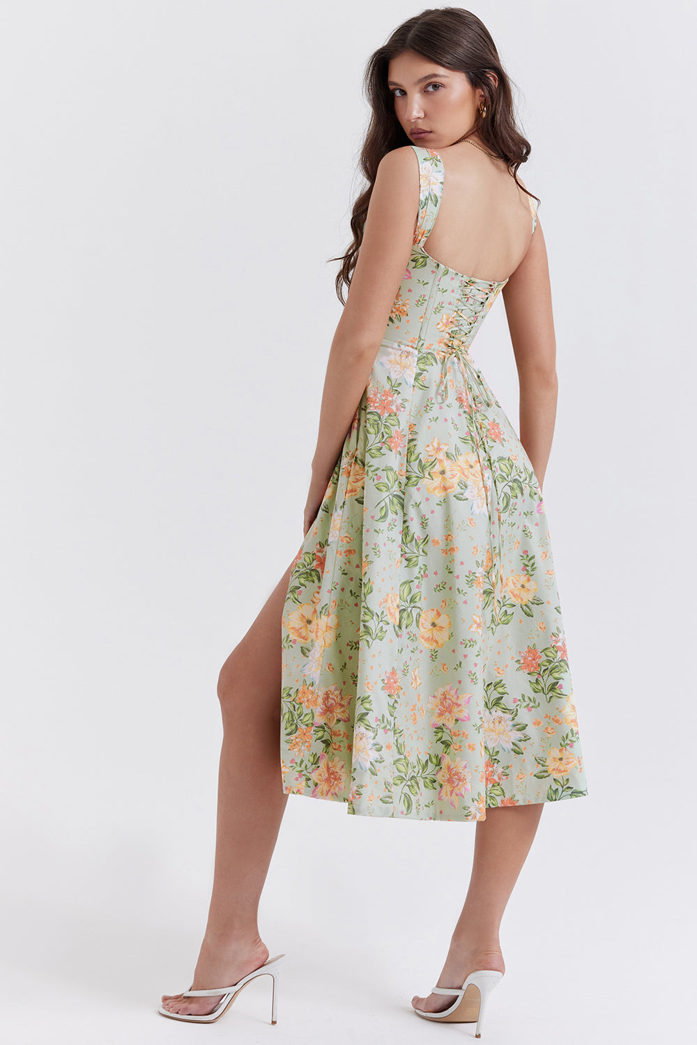 Amalie | Damen Geblümtes Midi-Sommerkleid